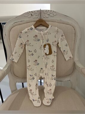 🤍 6~9 Mth Flower Ducklings 2 Way Zipper Footie Angel Dear NWT